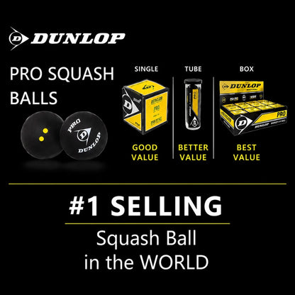 Dunlop Pro Double Yellow Dot Squash Ball - RacquetGuys.ca