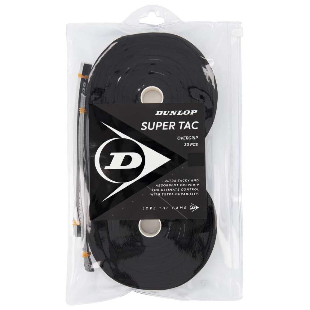 Dunlop Super Tac Overgrips 30 Pack (Black) - RacquetGuys.ca