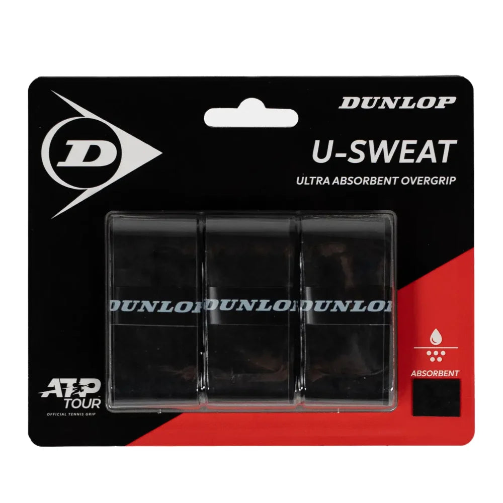 Dunlop U-Sweat Overgrip 3 Pack (Black) - RacquetGuys.ca