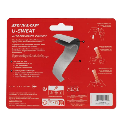 Dunlop U-Sweat Overgrip 3 Pack (Black) - RacquetGuys.ca