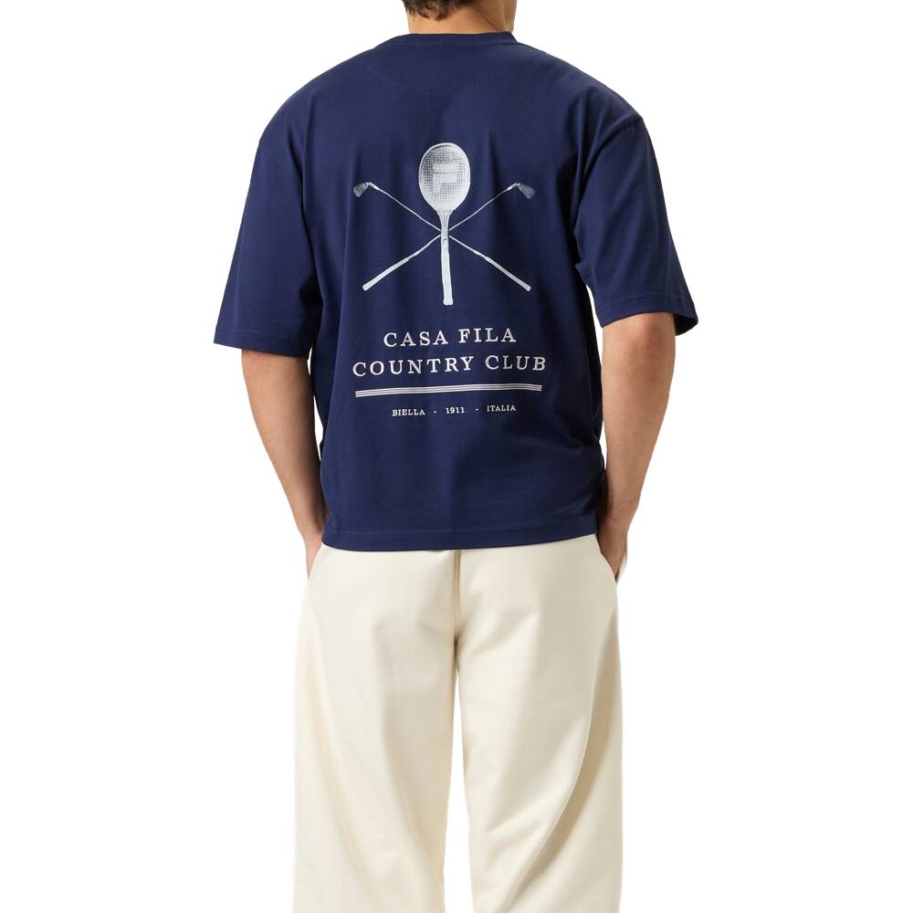 Fila Unisex Country Club Raquet Box Tee Top (Fila Navy) - RacquetGuys.ca