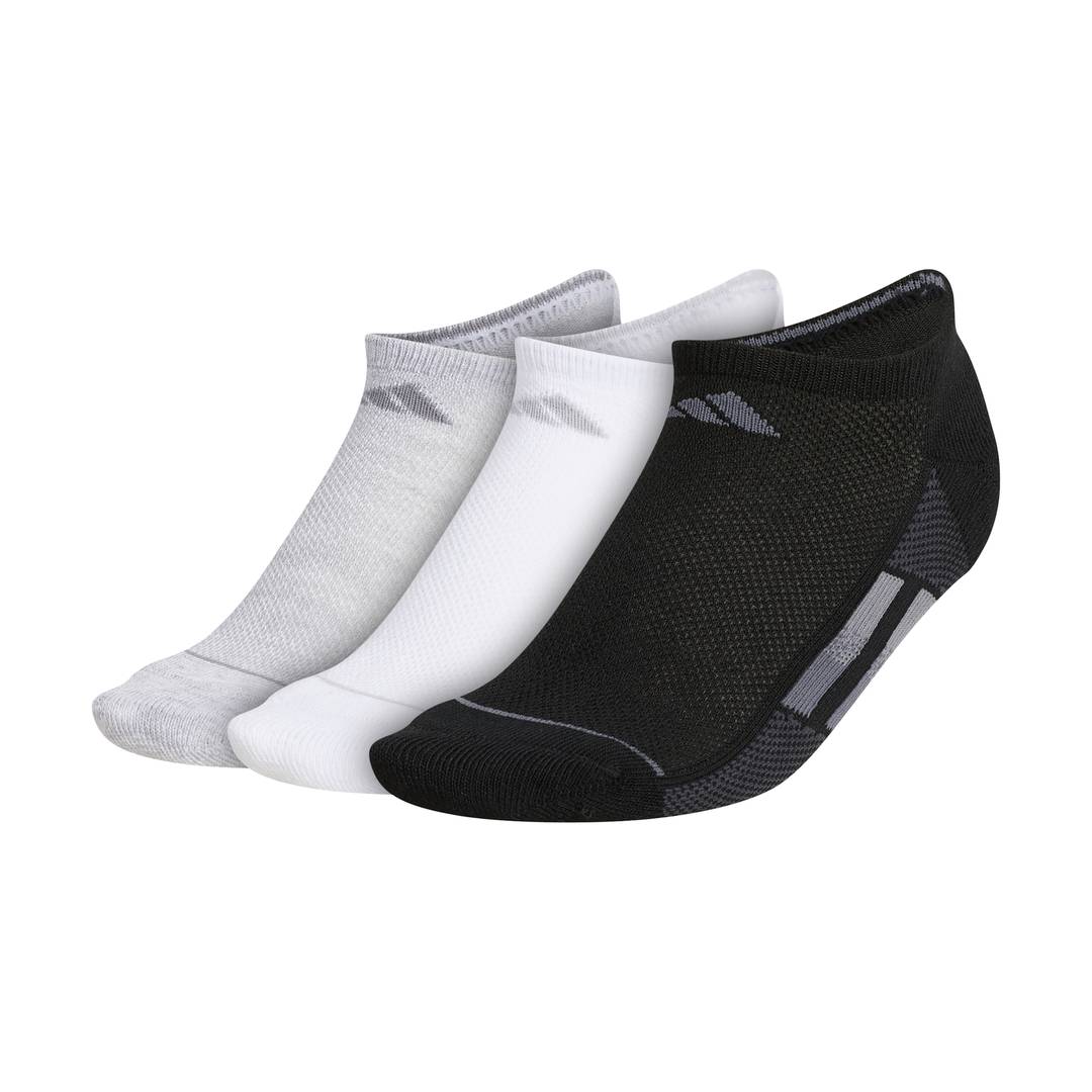 adidas Women's Superlite 3 Stripe No-Show Socks 3 Pack (Black/White/Grey) - RacquetGuys.ca
