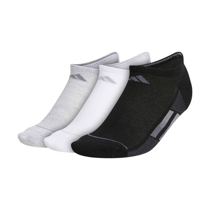 adidas Women's Superlite 3 Stripe No-Show Socks 3 Pack (Black/White/Grey) - RacquetGuys.ca