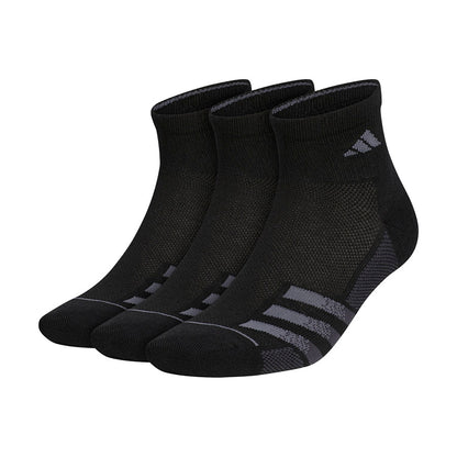 adidas Men's Superlite Quarter Crew Socks 3 Pack (Black) - RacquetGuys.ca