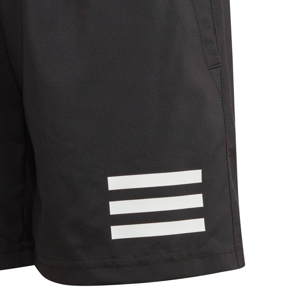 adidas Boys' 3 Stripe Club Short (Black/White) - RacquetGuys.ca