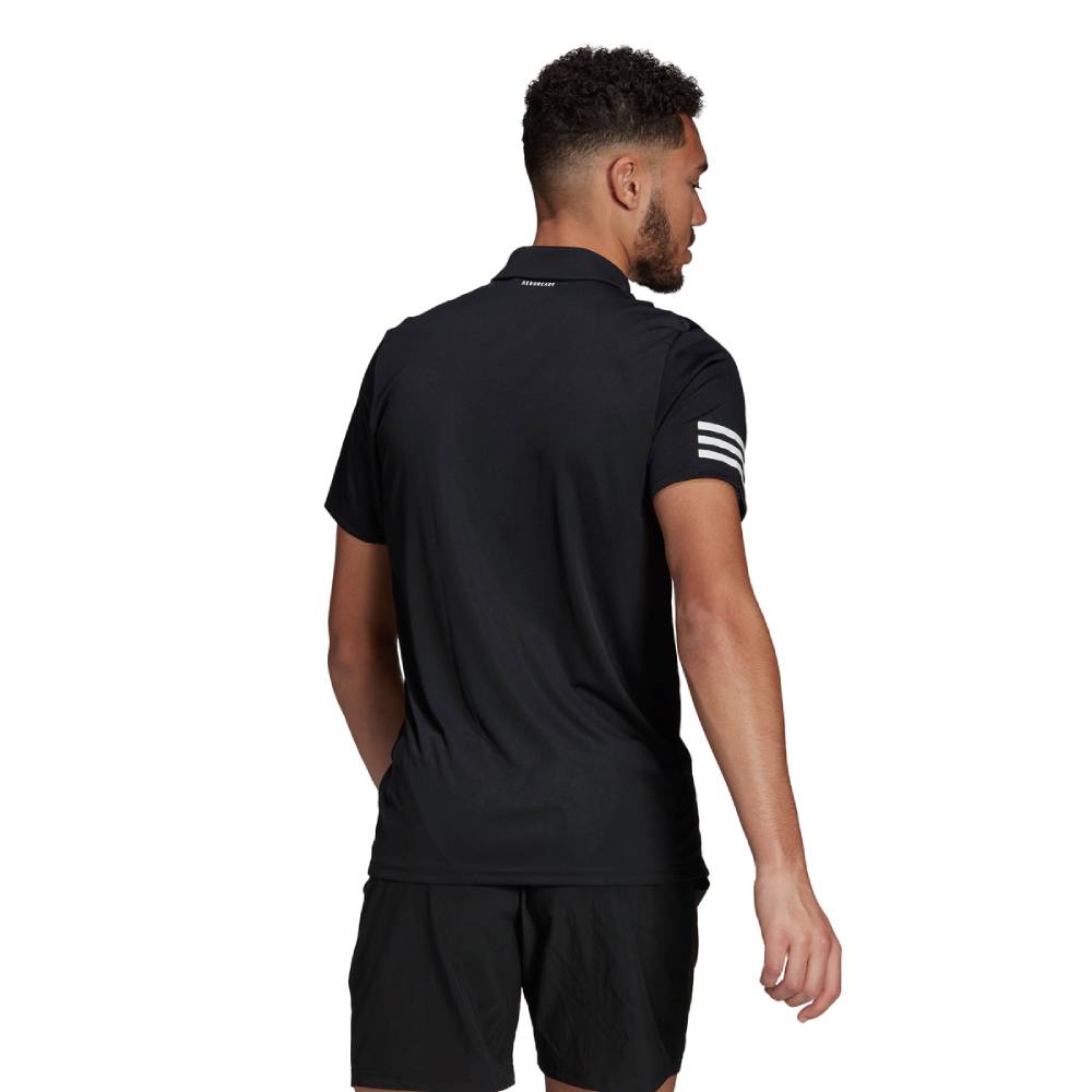 adidas Men's 3 Stripe Club Polo (Black/White) - RacquetGuys.ca