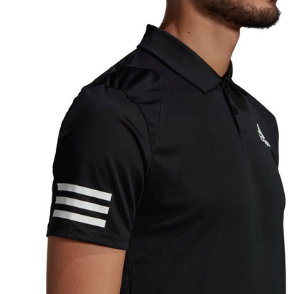 adidas Men's 3 Stripe Club Polo (Black/White) - RacquetGuys.ca