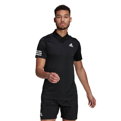 adidas Men's 3 Stripe Club Polo (Black/White) - RacquetGuys.ca