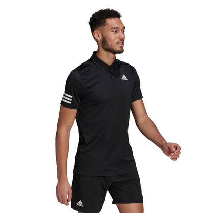 adidas Men's 3 Stripe Club Polo (Black/White) - RacquetGuys.ca