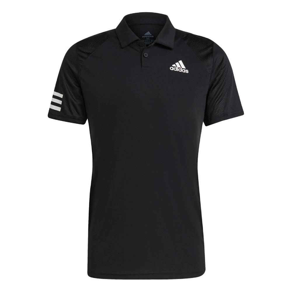 adidas Men's 3 Stripe Club Polo (Black/White) - RacquetGuys.ca