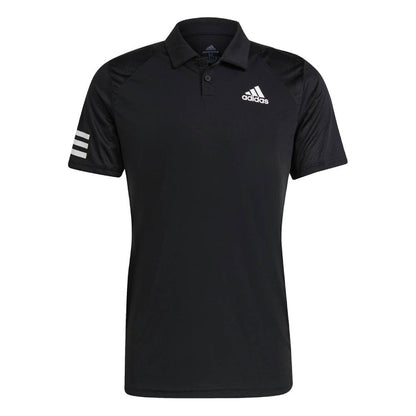 adidas Men's 3 Stripe Club Polo (Black/White) - RacquetGuys.ca