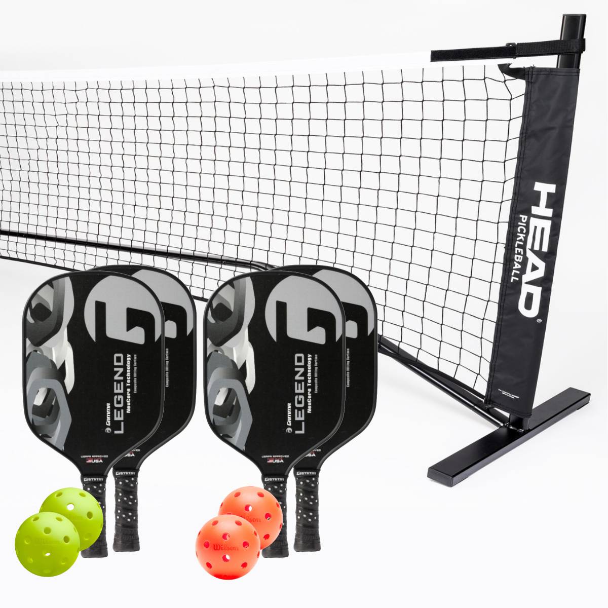 Gamma Legend NeuCore 4 Paddle + Net Pickleball Bundle - RacquetGuys.ca