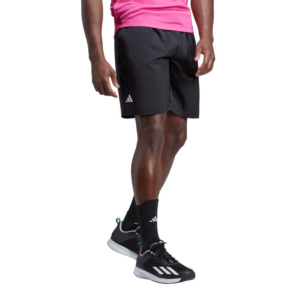 adidas Men's 3 Stripe 9-inch Club Short (Black) - RacquetGuys.ca