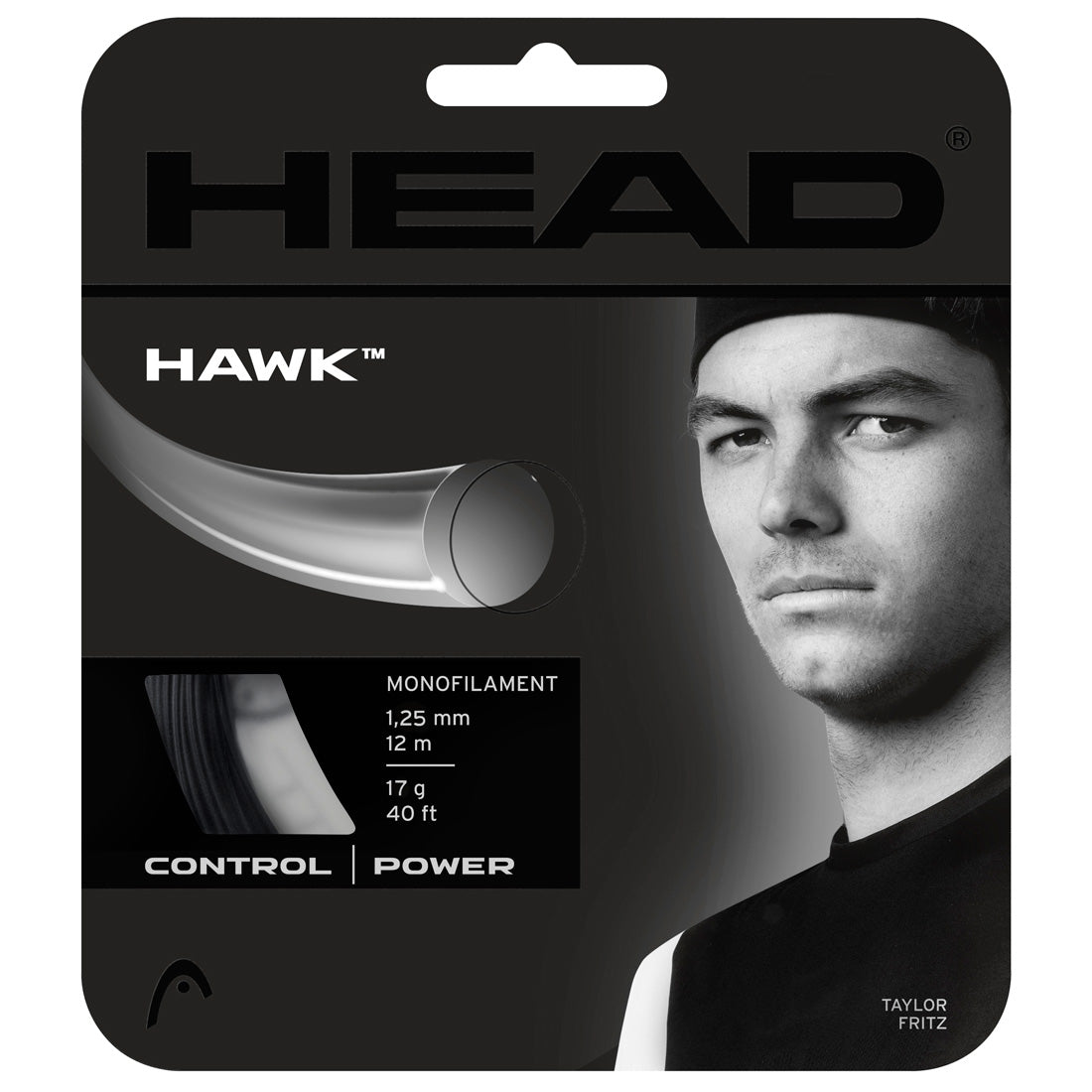 Head Hawk 17/1.25 Tennis String (Black) - RacquetGuys.ca