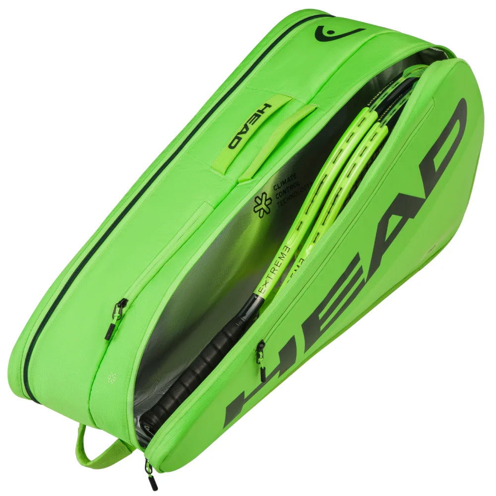 Head Extreme Tour M 6 Racquet Bag (Slime Green) - RacquetGuys.ca