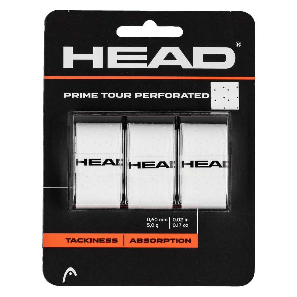 Head Prime Tour Perforated Overgrips (White) - RacquetGuys.ca
