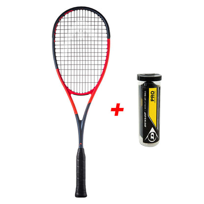 Head Radical 135 Auxetic 2.0 Squash Racquet with Dunlop Balls (DOW)