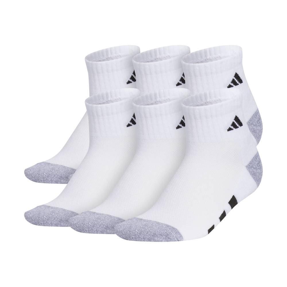 adidas Youth Athletic  Cushioned Quarter Socks (White/Grey) - RacquetGuys.ca