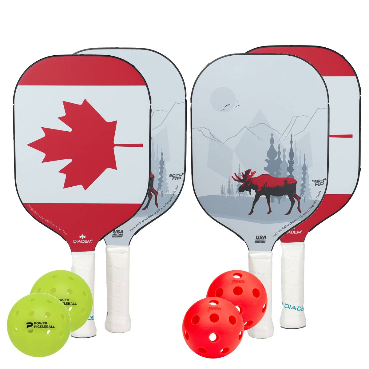 Diadem Icon V1 Canada 4 Paddle Pickleball Bundle - RacquetGuys.ca