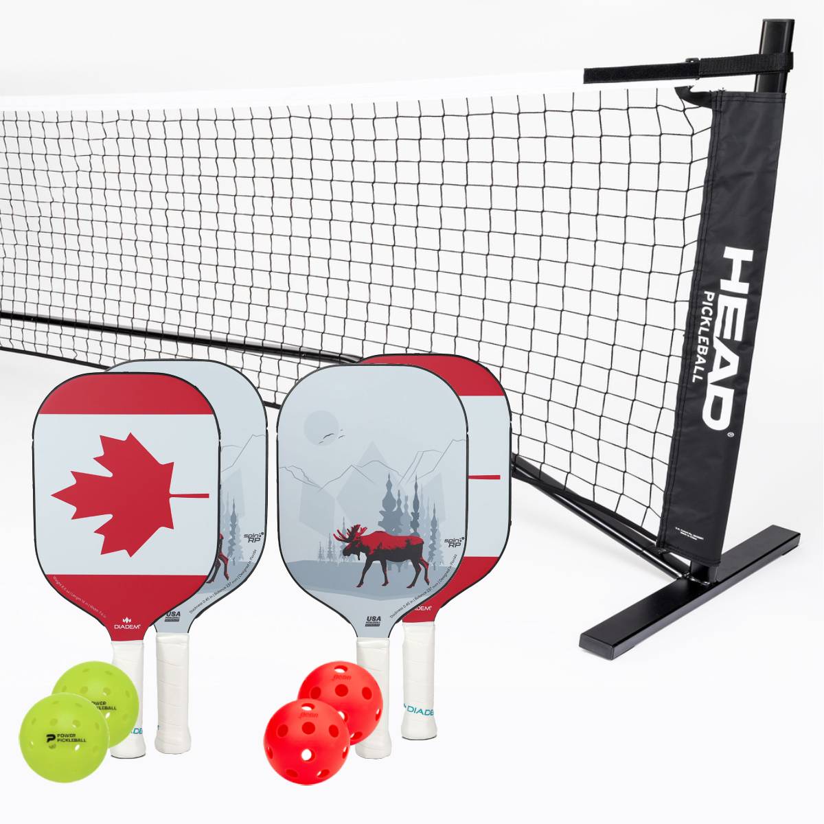 Diadem Icon V1 Canada 4 Paddle + Net Pickleball Bundle - RacquetGuys.ca