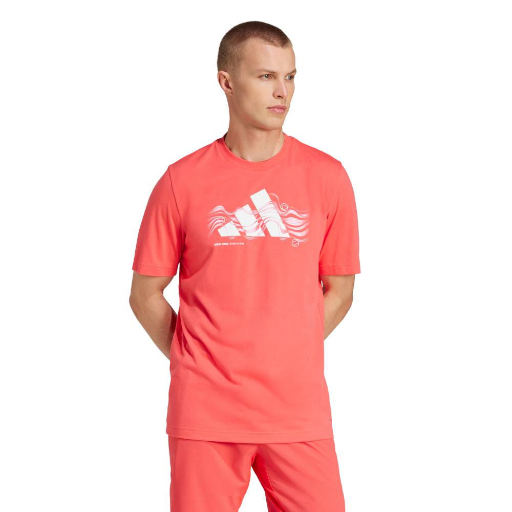 adidas Men's Logo Heat Graphic Tee Top (Semi Lucid Red) - RacquetGuys.ca