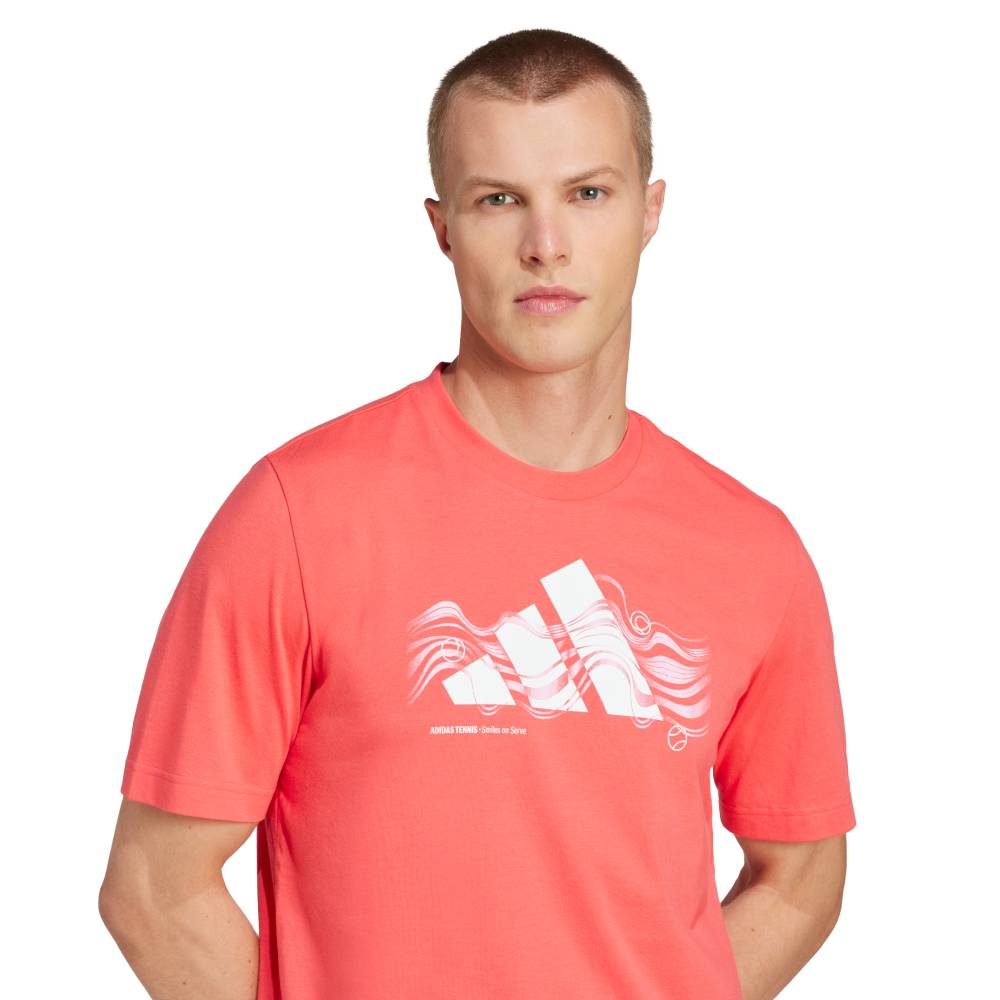 adidas Men's Logo Heat Graphic Tee Top (Semi Lucid Red) - RacquetGuys.ca