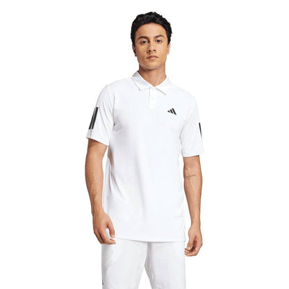 adidas Men's 3 Stripes Club Polo (White) - RacquetGuys.ca