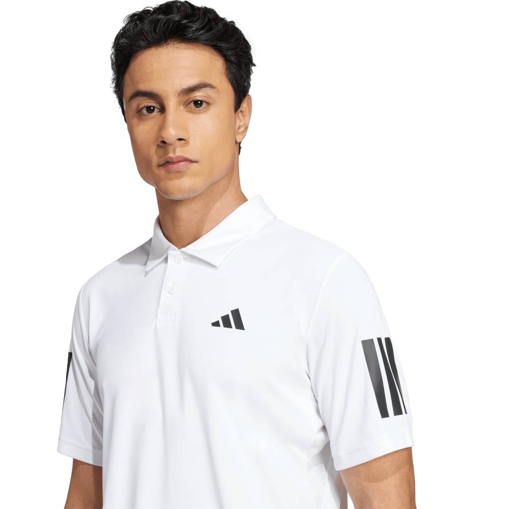 adidas Men's 3 Stripes Club Polo (White) - RacquetGuys.ca