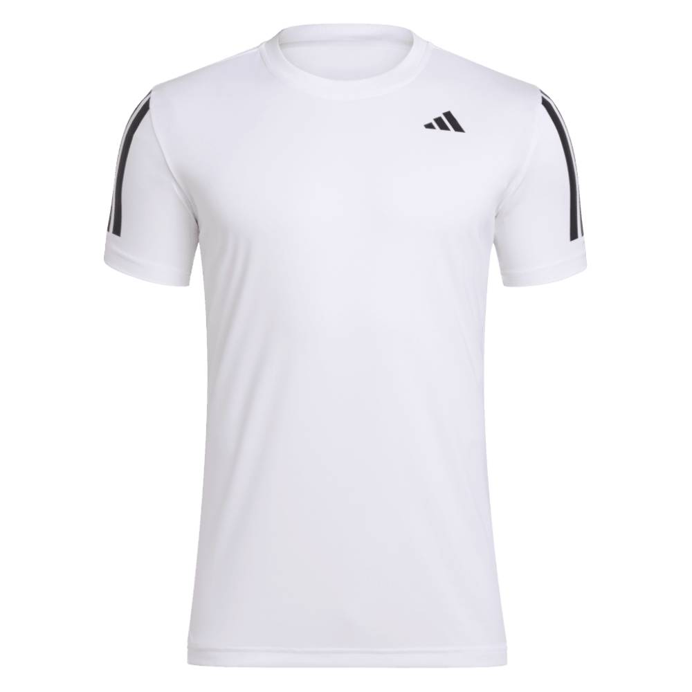 adidas Men's Club 3 Stripe Tee Top (White) - RacquetGuys.ca