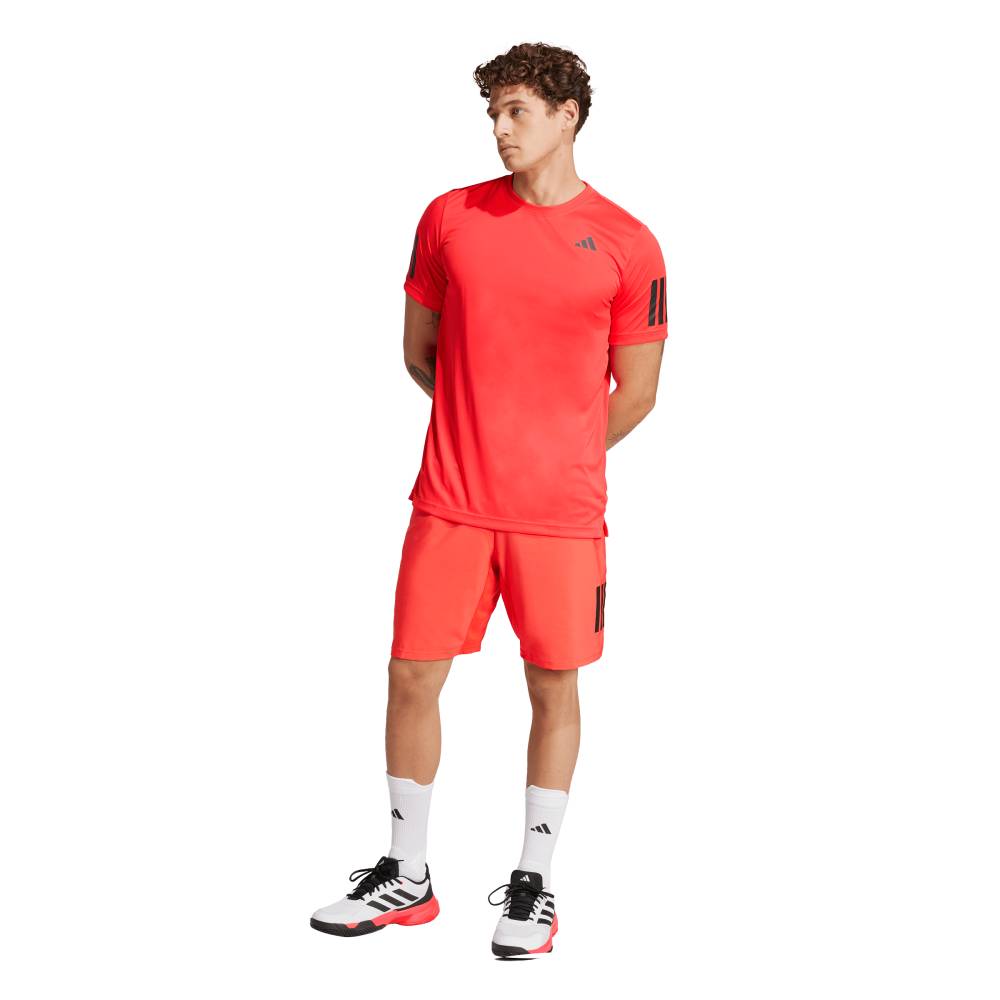 adidas Men’s Club 3 Stripe Climacool Top (Semi Lucid Red) - RacquetGuys.ca