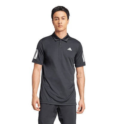 adidas Men's 3 Stripe Club Polo (Black) - RacquetGuys.ca