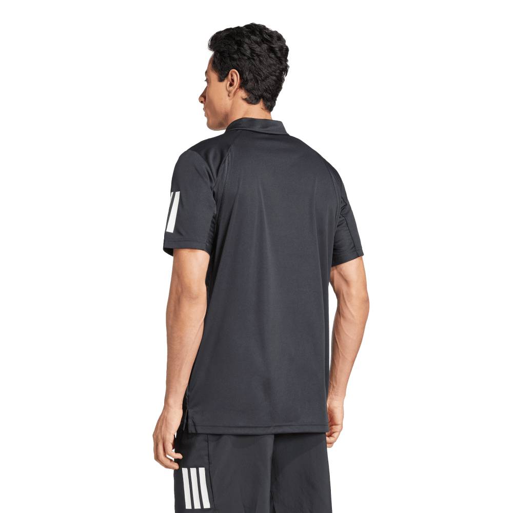adidas Men's 3 Stripe Club Polo (Black) - RacquetGuys.ca