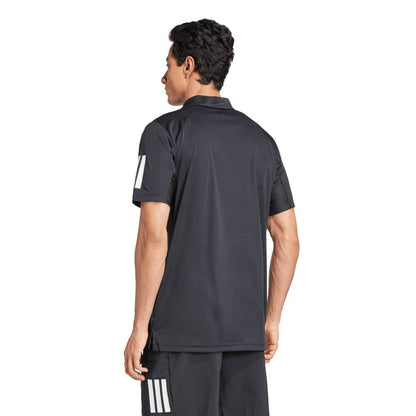 adidas Men's 3 Stripe Club Polo (Black) - RacquetGuys.ca