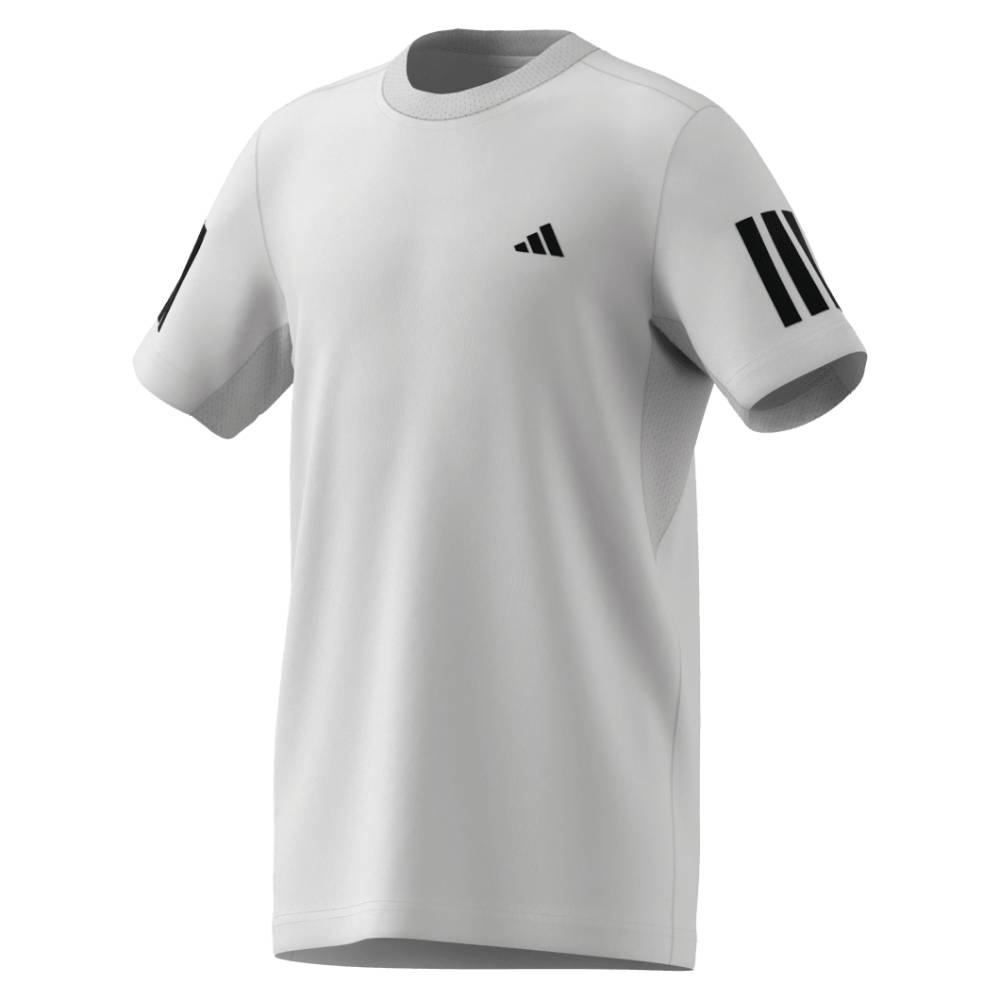 Adidas Boy's Club 3 Stripe Tee (White) - RacquetGuys.ca