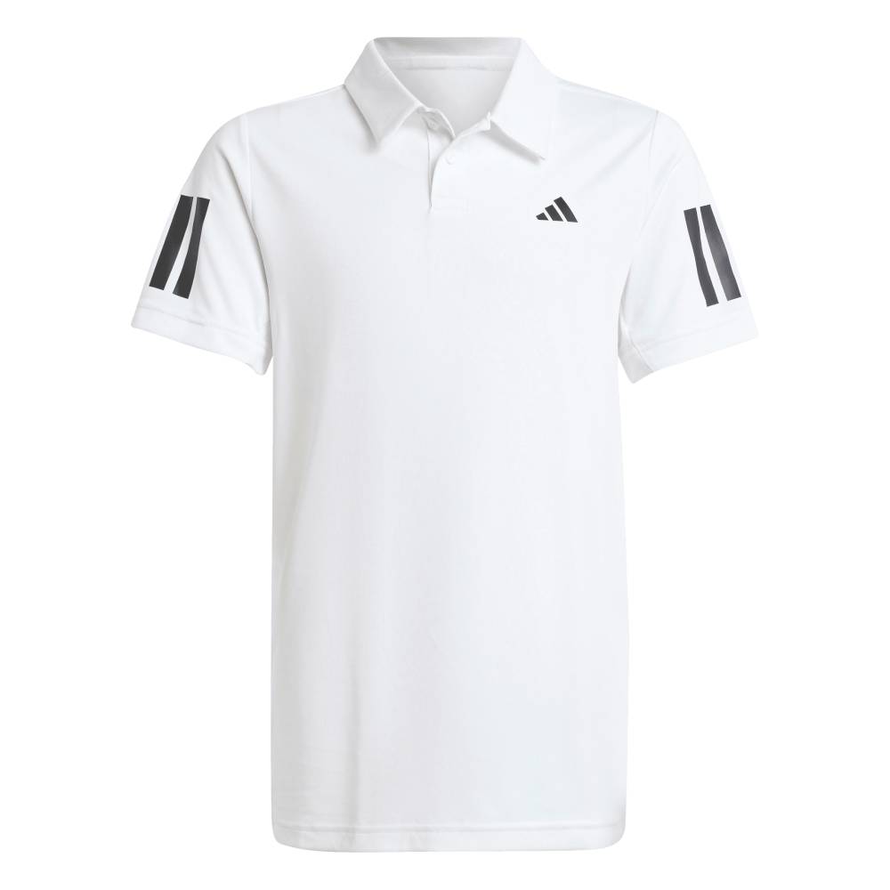 adidas Boy's 3 Stripe Club Polo (White) - RacquetGuys.ca