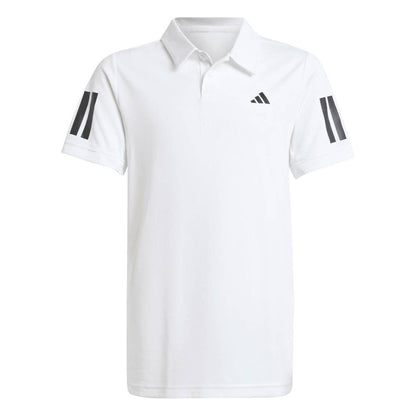 adidas Boy's 3 Stripe Club Polo (White) - RacquetGuys.ca