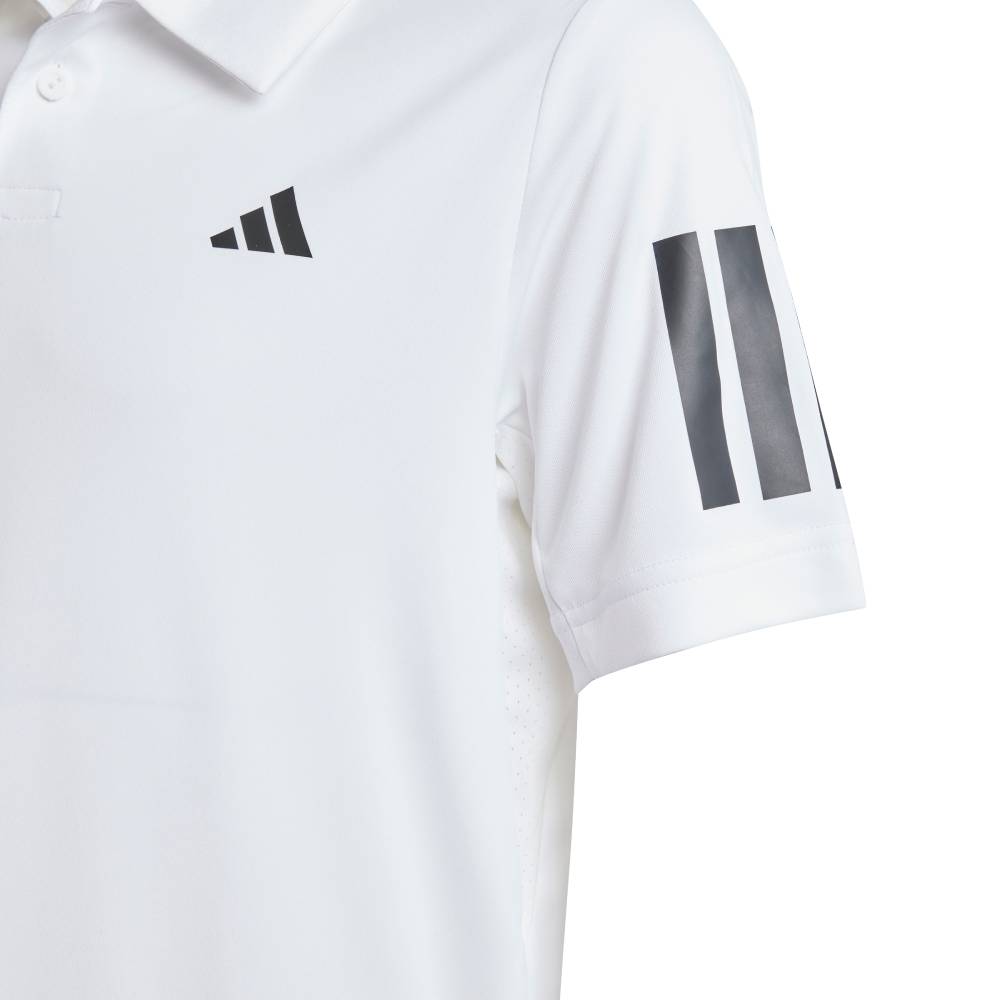 adidas Boy's 3 Stripe Club Polo (White) - RacquetGuys.ca