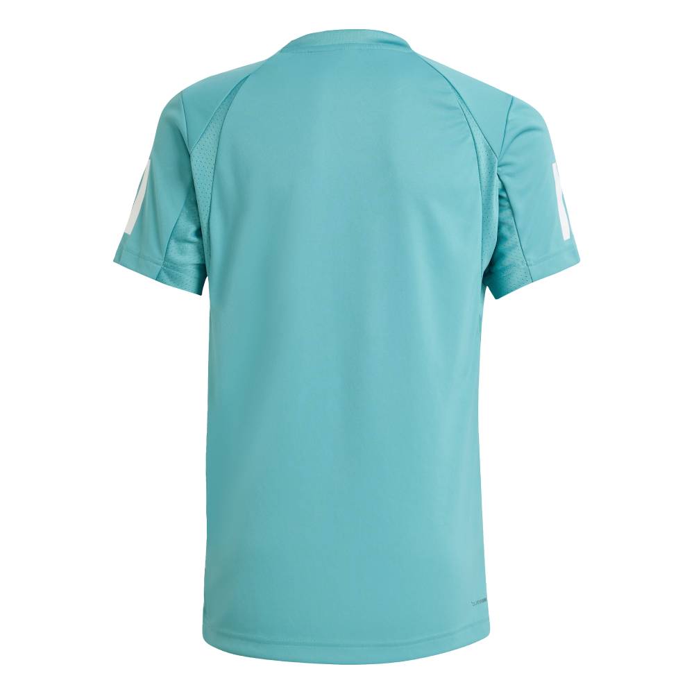 adidas Boy's 3 Stripe Club Polo (Powder Teal) - RacquetGuys.ca