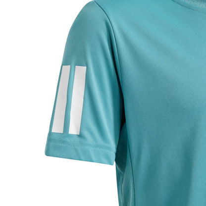 adidas Boy's 3 Stripe Club Polo (Powder Teal) - RacquetGuys.ca