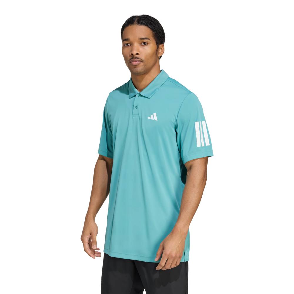 adidas Men's 3 Stripe Club Polo (Blue) - RacquetGuys.ca