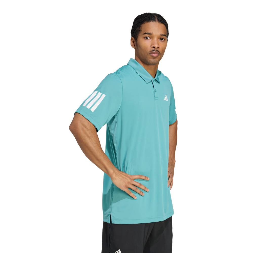 adidas Men's 3 Stripe Club Polo (Blue) - RacquetGuys.ca