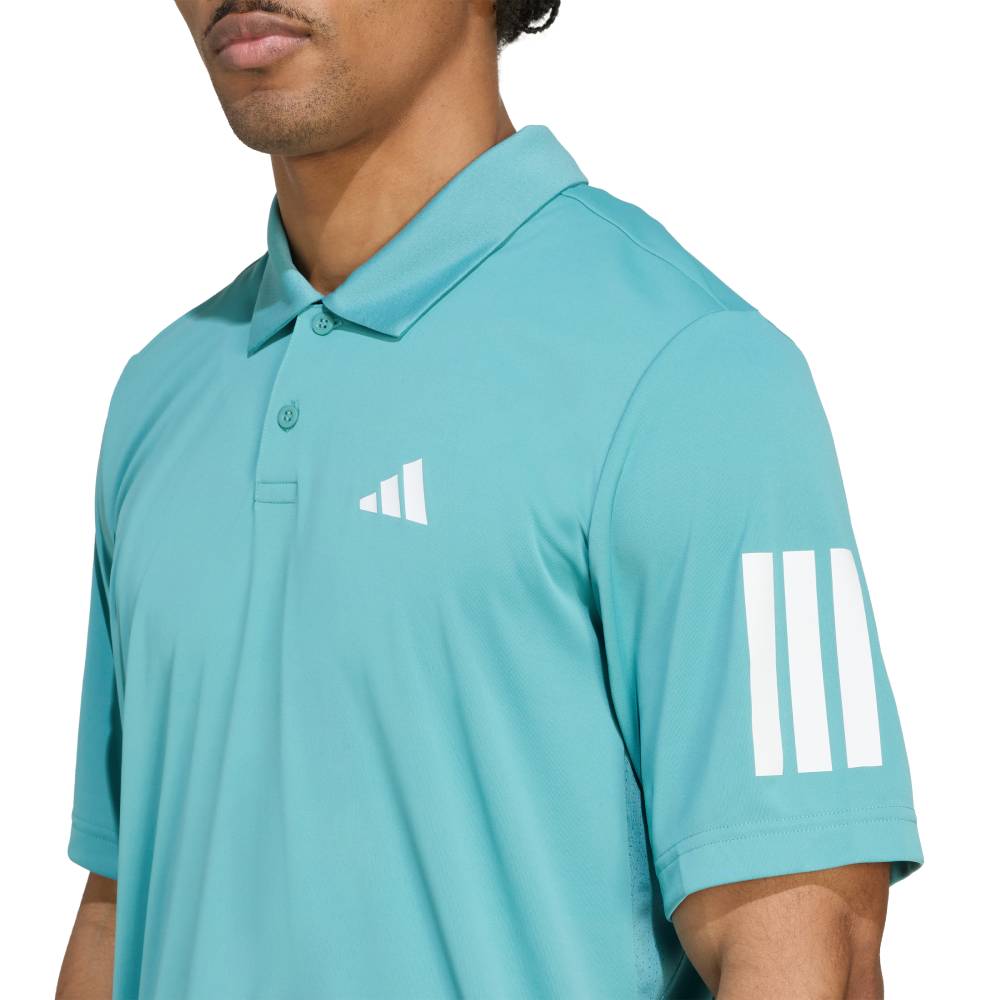 adidas Men's 3 Stripe Club Polo (Blue) - RacquetGuys.ca