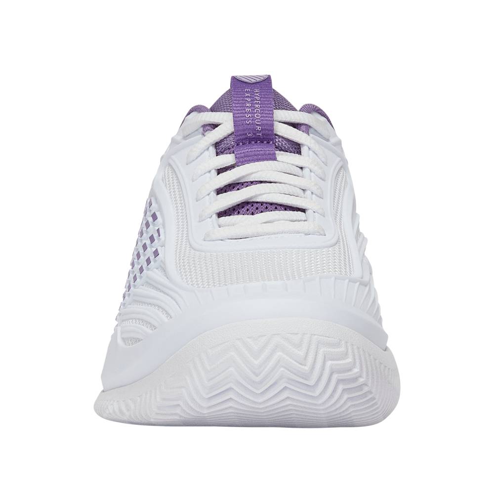 K-Swiss Hypercourt Express 3 Clay Court Women's Tennis Shoe (White/Purple) - RacquetGuys.ca