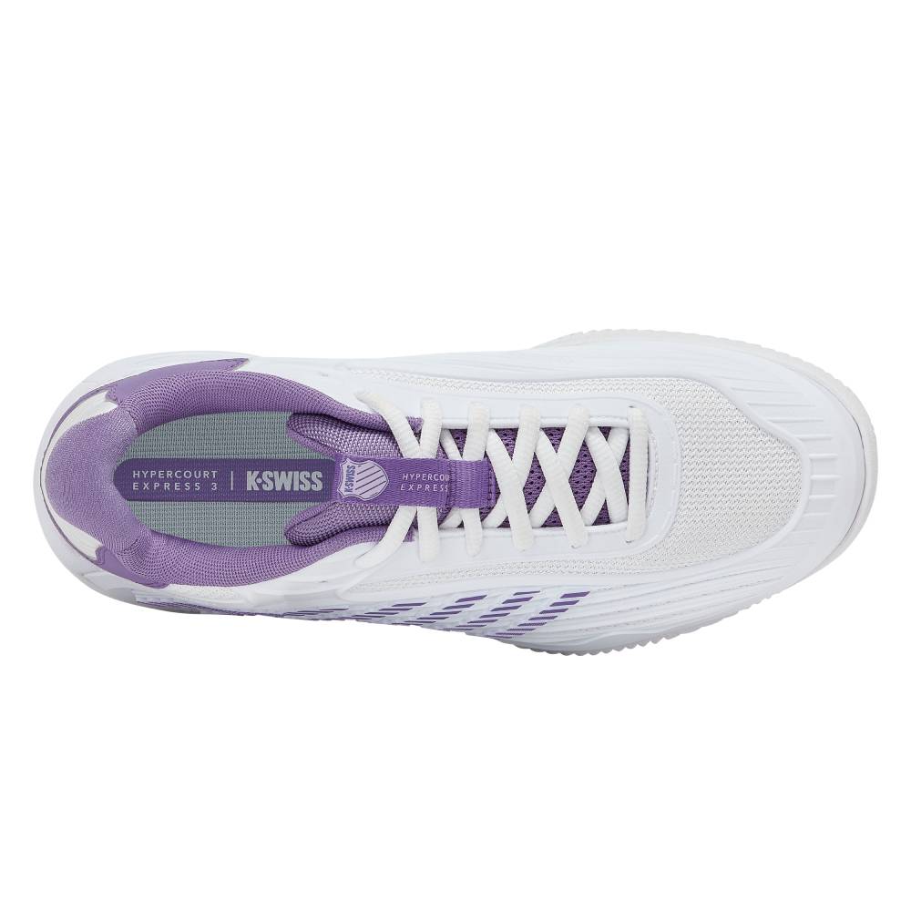 K-Swiss Hypercourt Express 3 Clay Court Women's Tennis Shoe (White/Purple) - RacquetGuys.ca