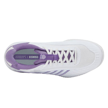 K-Swiss Hypercourt Express 3 Clay Court Women's Tennis Shoe (White/Purple) - RacquetGuys.ca