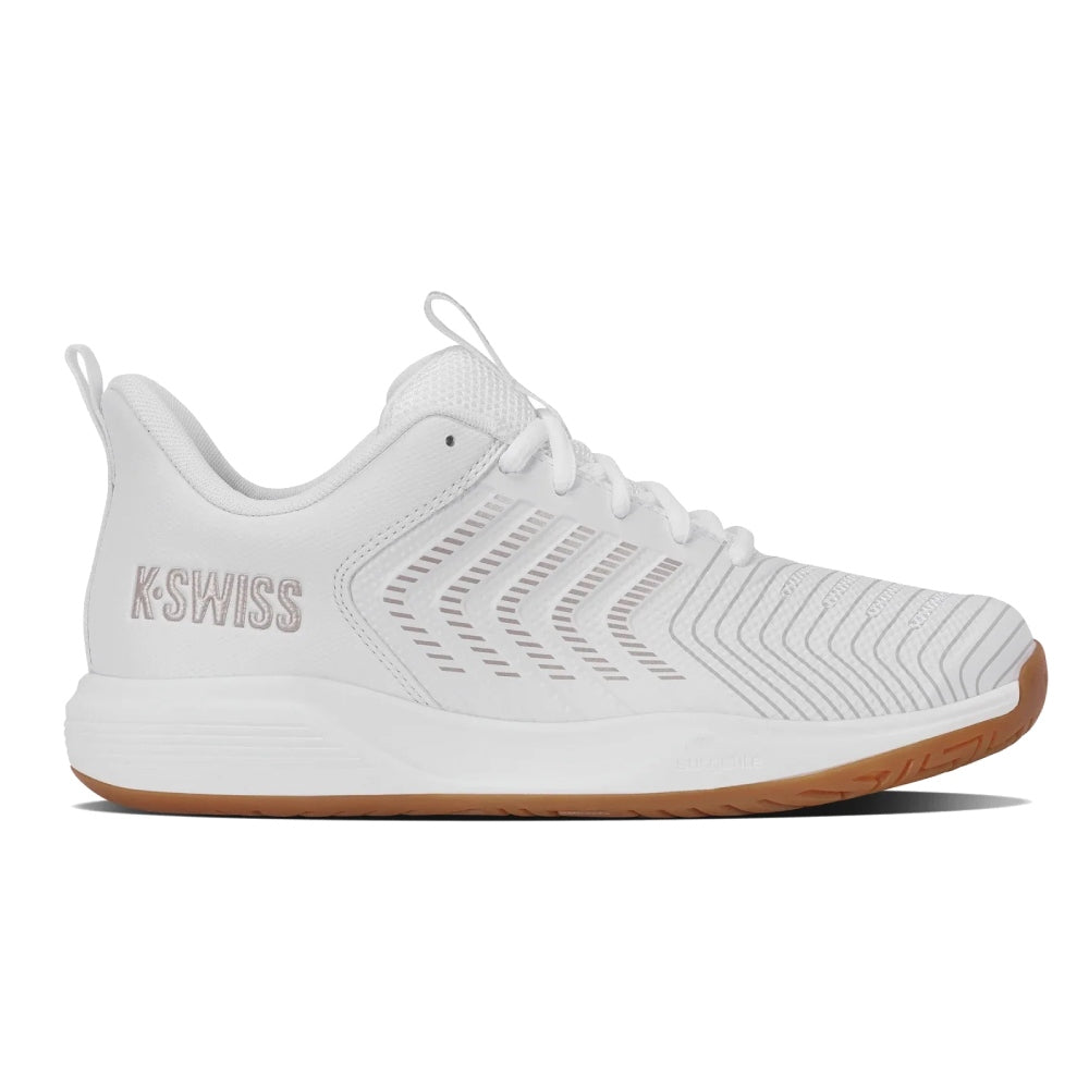 K-Swiss Ultrashot Light Women's indoor Shoe (White/Rose Gold) - RacquetGuys.ca