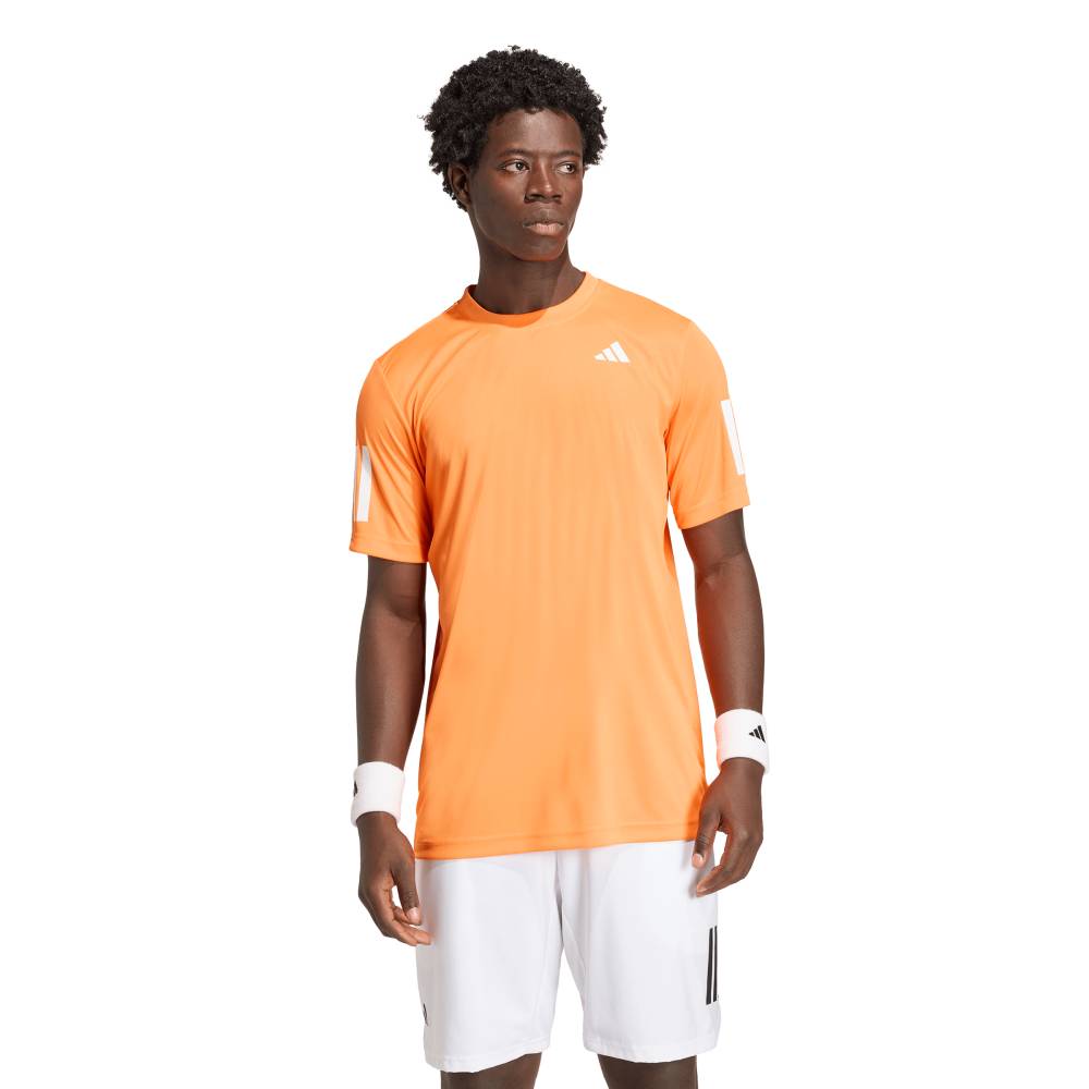 adidas Men's Club 3 Stripe Tee Top (Orange) - RacquetGuys.ca
