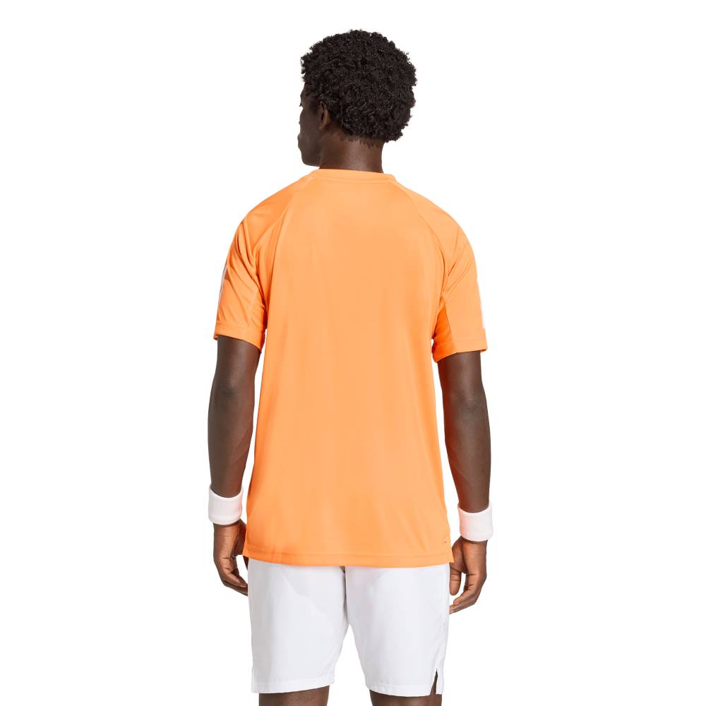 adidas Men's Club 3 Stripe Tee Top (Orange) - RacquetGuys.ca