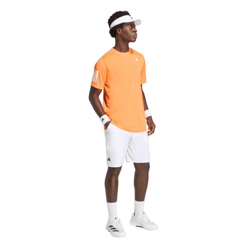 adidas Men's Club 3 Stripe Tee Top (Orange) - RacquetGuys.ca