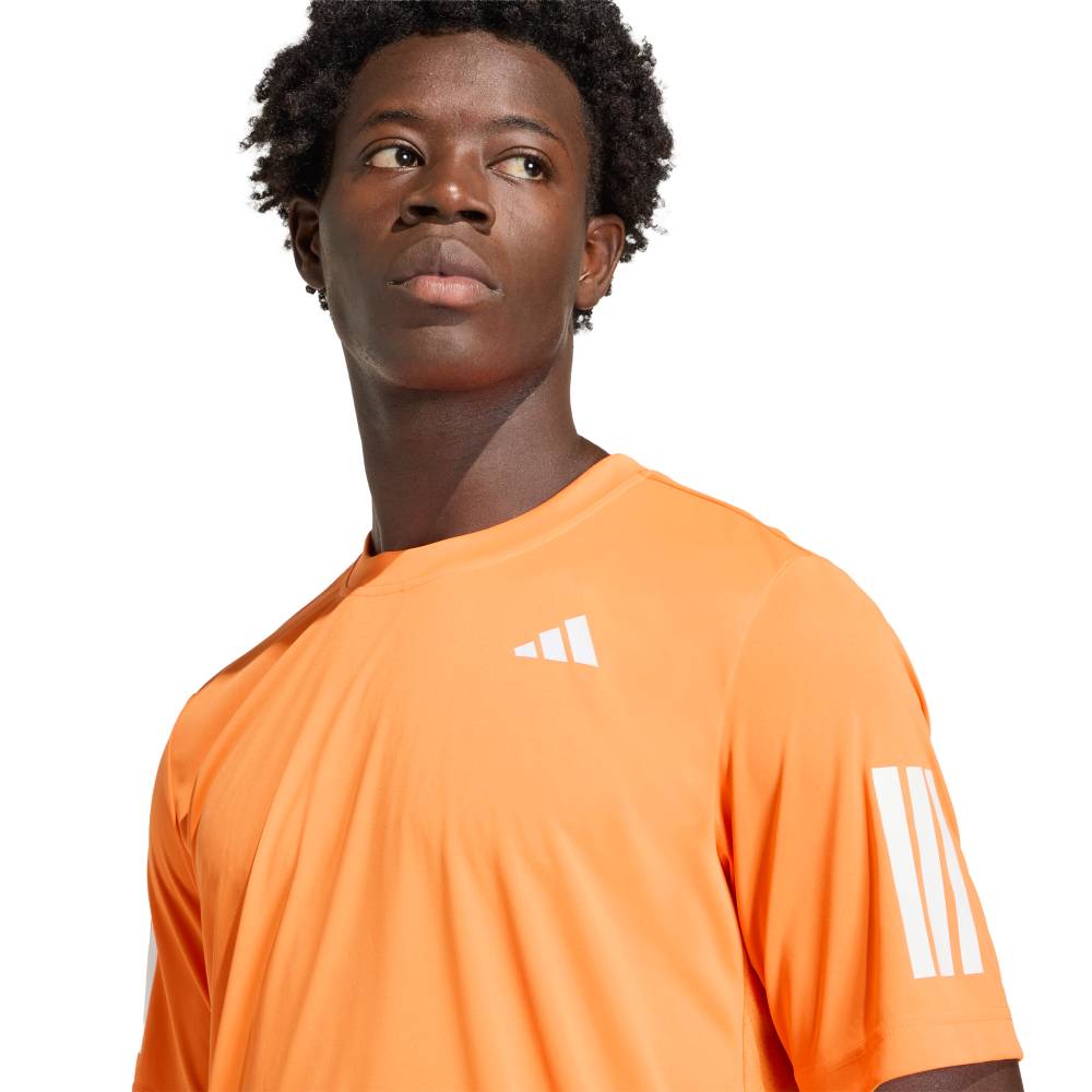 adidas Men's Club 3 Stripe Tee Top (Orange) - RacquetGuys.ca